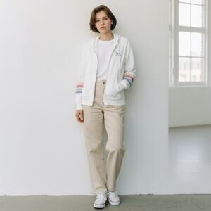 MV Sport Naamah Sleeve Stripe Full Zip Hooded Sweatshirt Women’s Large